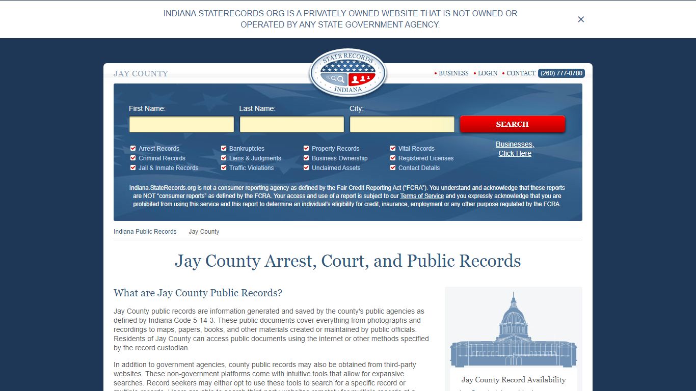Jay County Arrest, Court, and Public Records