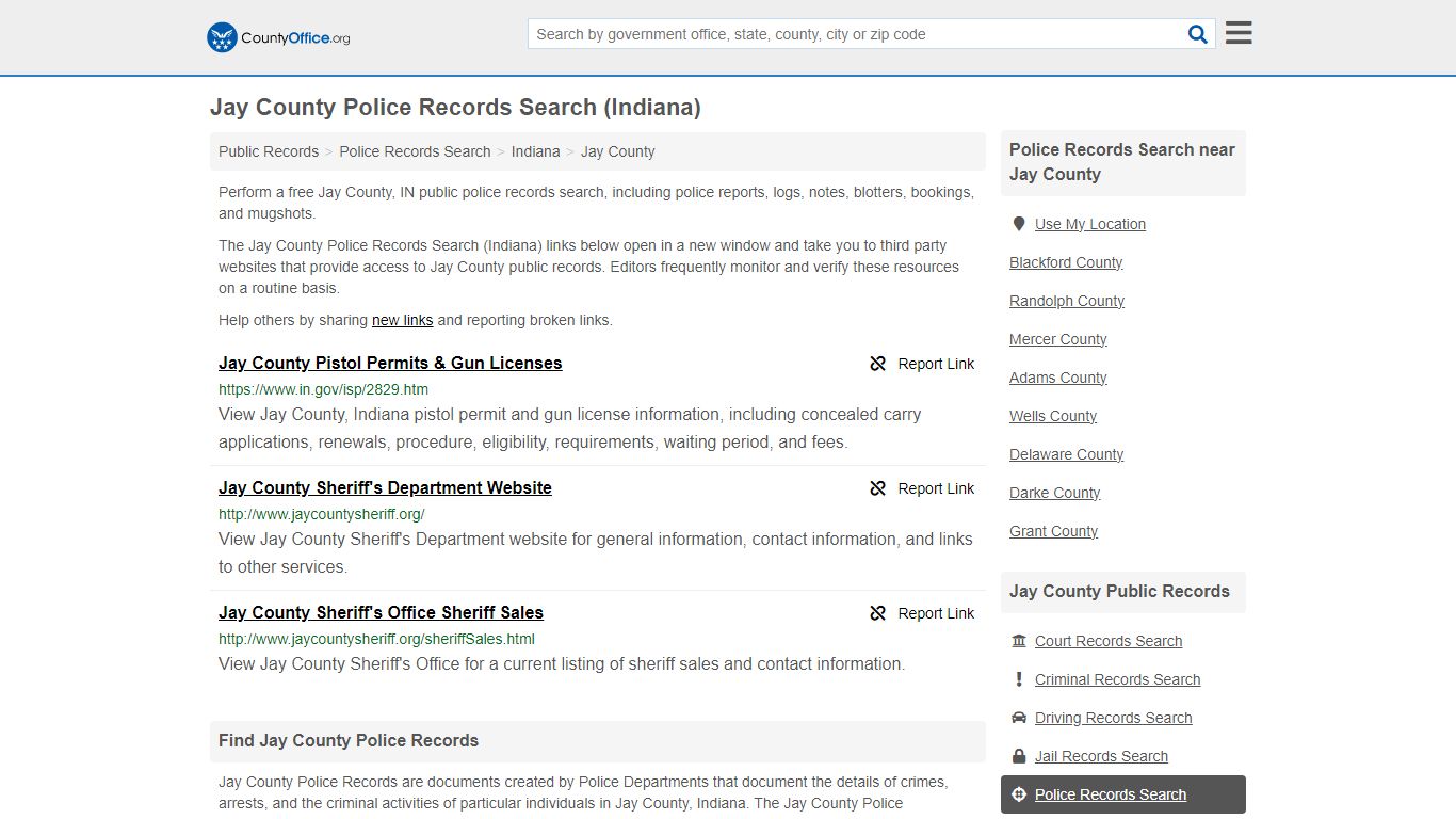 Police Records Search - Jay County, IN (Accidents & Arrest Records)